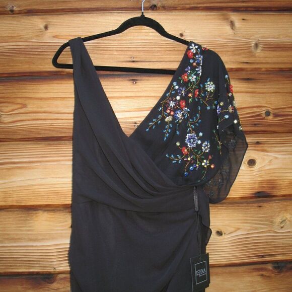 Mac Duggal 26530 Womens FAUX WRAP MULTI COLORED BEADED FLORAL GOWN Dress - Picture 13 of 15